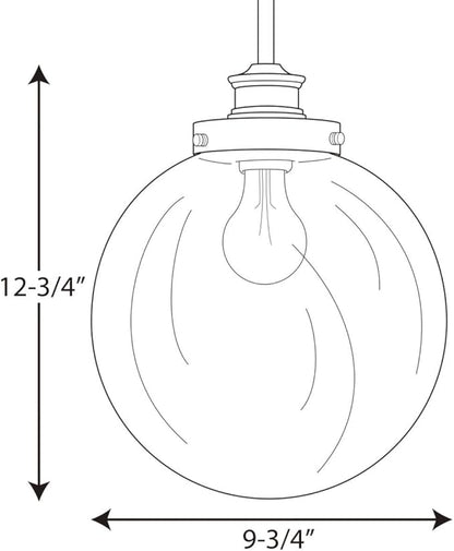 Progress Lighting 1-Light Clear Glass Farmhouse Pendant Light, Penn Collection, Indoor, P5070-104, Polished Nickel