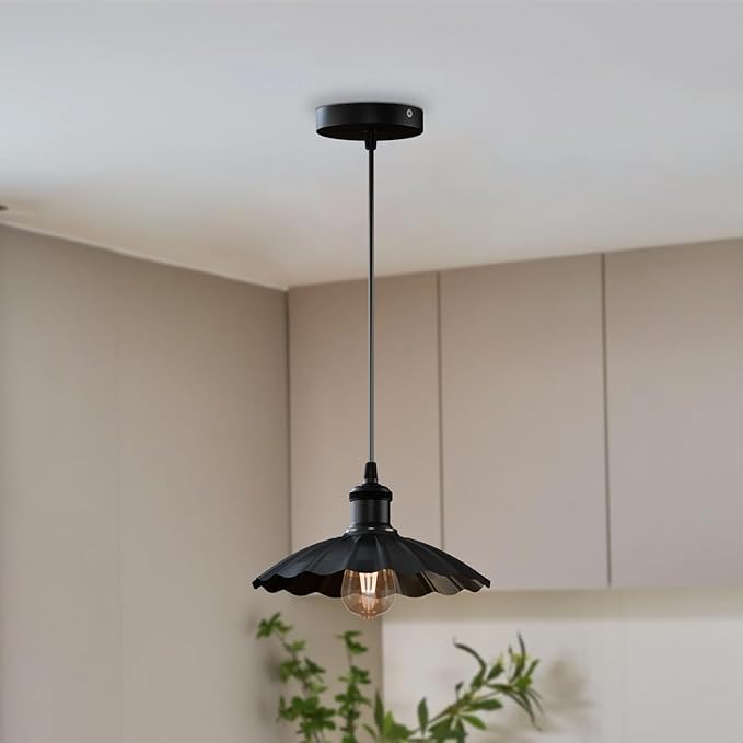 Industrial Vintage Pendant Light Adjustable Hanging Fixture Retro E26 Lamp Holder for Indoor Lighting Metal Shade Ceiling Lamp for Bedroom, Kitchen, Bar, Cafe