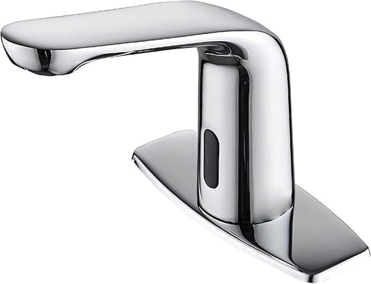 Chrome Touchless Bathroom Sink Faucet - Automatic Motion Sensor Battery Opertated for Commercial Lavatory Bathroom