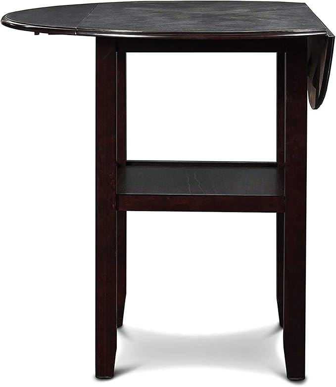 New Classic Furniture Gia 3-Piece Drop Leaf Counter Table Set with 2 Chairs, 42-Inch, Ebony