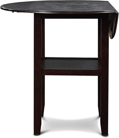 New Classic Furniture Gia 3-Piece Drop Leaf Counter Table Set with 2 Chairs, 42-Inch, Ebony