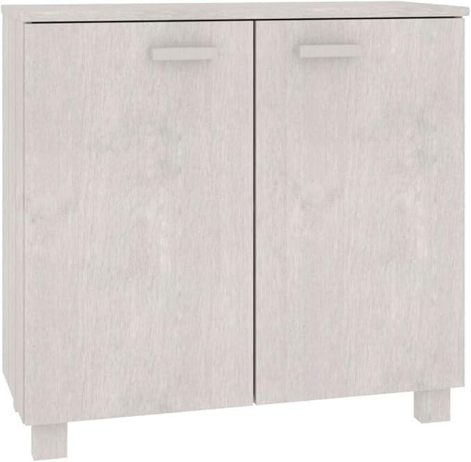 HAMAR White Sideboard, 33.5"x13.8"x31.5" Solid Pine Wood Buffet Cabinet with 2 Doors, Storage for Kitchen & Dining Room, Farmhouse Design Furniture Dining Storage