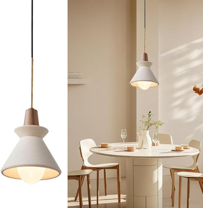 7.5'' Concrete Pendant Lights Kitchen Island Hanging Lights Unique Pinecone Lampshade Industrial Chandelier Nordic Cement Pendant Light for Dining Room, Bedside, Kitchen,Hallway, 1Pcs, White