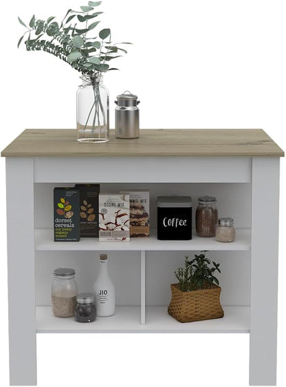 Modern Dining Table Expandable with Shelves Kitchen Island Counter Console Sturdy Stable Easy Clean Luxury,White