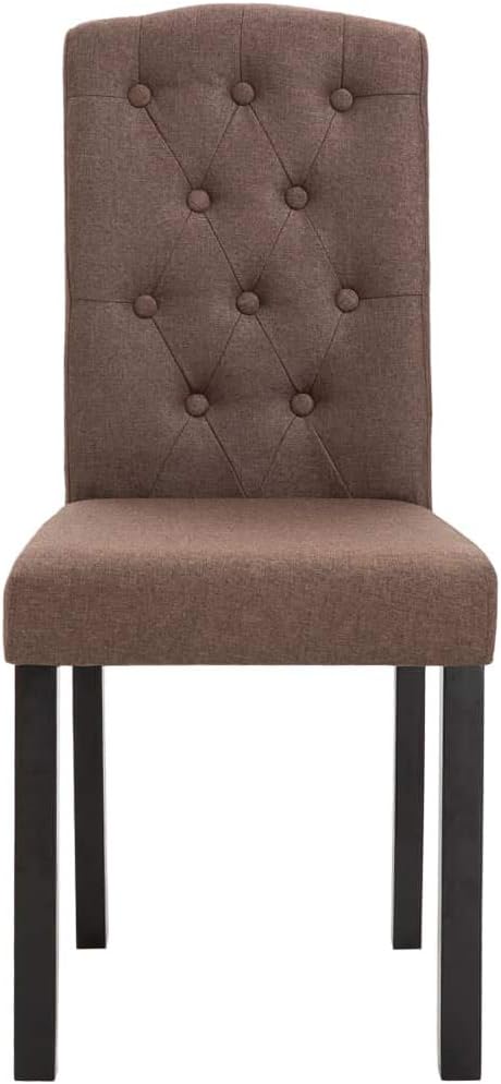 Dining Chair Set of 4 Brown Fabric Rubberwood Frame 8 x 6.5 x 14.7 in Ergonomic Modern Farmhouse Seating for Dining Room Living Room Kitchen