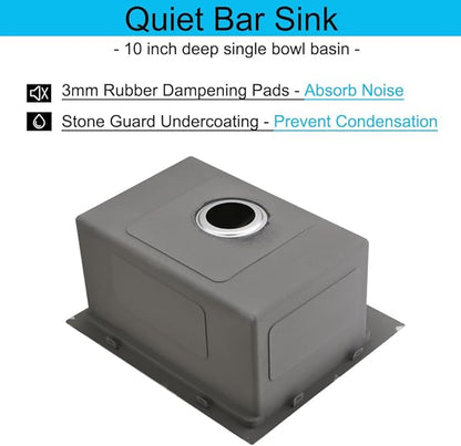20 Inch Drop in Kitchen Sink, Single Bowl 16 Gauge Stainless Steel Topmount Small Kitchen Bar Sink Outdoor RV Workstation Basin (20"x17"x10")