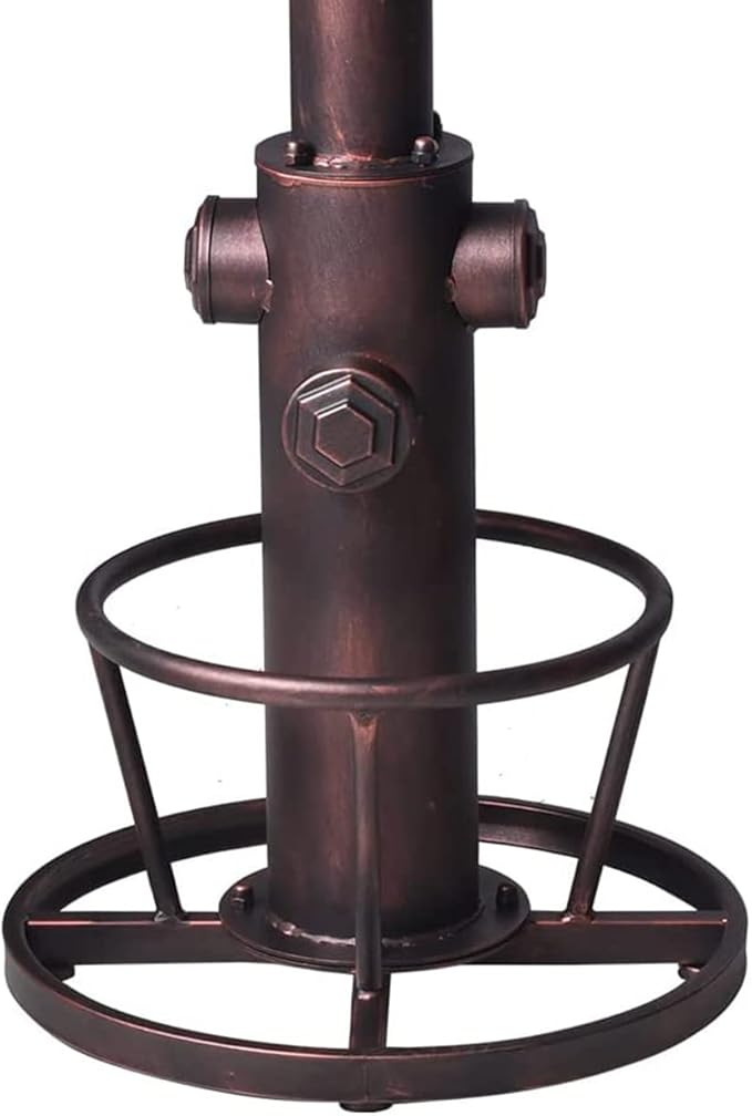 LOKKHAN Industrial Bar Table 38.6"-48.4" Height Adjustable Swivel Round Wood Tabletop 23.7" Dia, Kitchen Dining Office Coffee Bistro Pub Table