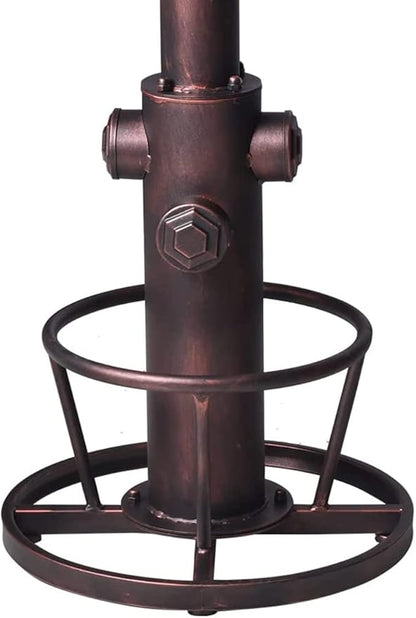 LOKKHAN Industrial Bar Table 38.6"-48.4" Height Adjustable Swivel Round Wood Tabletop 23.7" Dia, Kitchen Dining Office Coffee Bistro Pub Table