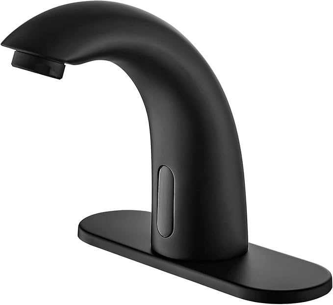Touchless Bathroom Sink Faucet - Automatic Motion Sensor - Battery Operated for Commercial Lavatory Bathroom, Matte Black
