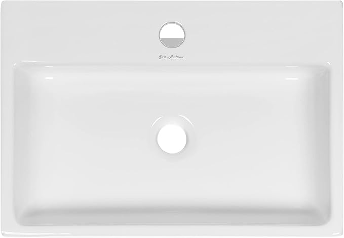 Swiss Madison SM-VS203 Claire 20" Rectangle Vessel Sink, Glossy White
