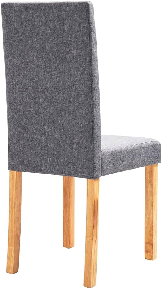 Set of 4 Light Gray Fabric Rubber Wood Dining Chairs Contemporary Ergonomic Design for Dining Room Kitchen Living Room