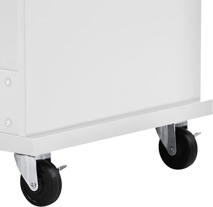 Kitchen Island Cart with Storage Cabinet and Two Locking Wheels, Microwave Cabinet, Solid Wood Desktop, Floor Standing Buffet Server Sideboard for Kitchen Room, Dining Room, Bathroom (White-JZP1)