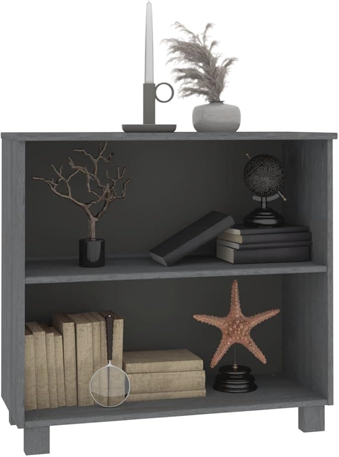Dark Gray Pine Wood Sideboard 33.5"x13.8"x31.5" Solid Wood Buffet Cabinet with 2 Shelves for Coffee Bar Kitchen Storage Dining Room Entryway