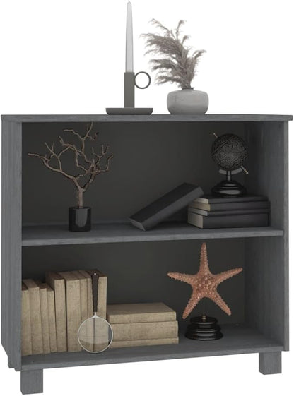 Dark Gray Pine Wood Sideboard 33.5"x13.8"x31.5" Solid Wood Buffet Cabinet with 2 Shelves for Coffee Bar Kitchen Storage Dining Room Entryway