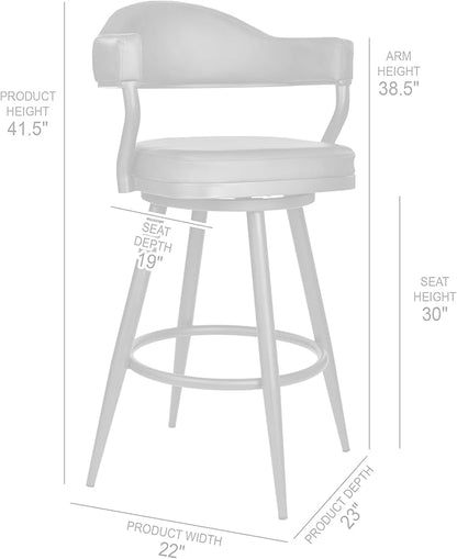 Armen Living Justin Modern Farmhouse 30" Seat Height Swivel Vintage Brown Faux Leather Bar Stool with Brown Metal Legs for Kitchen Island Counter