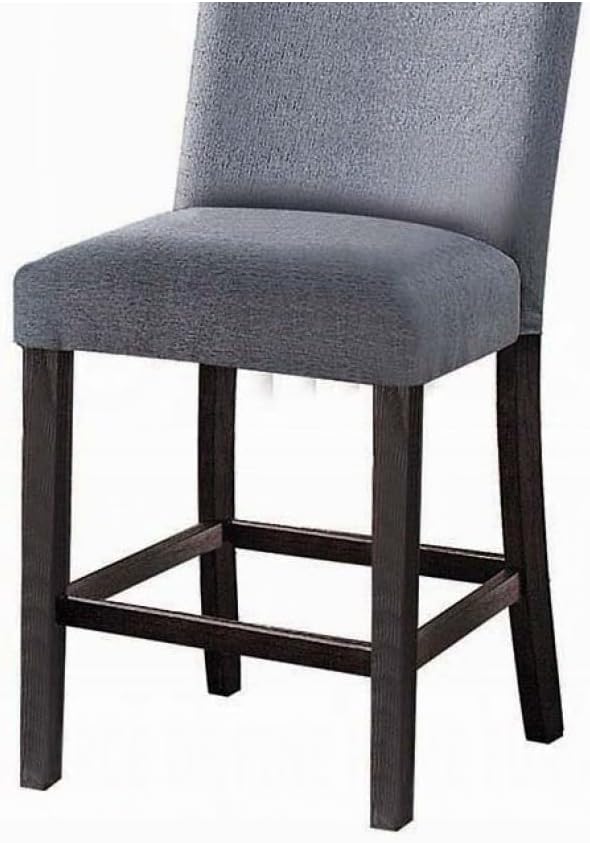 Counter Height Dining Chair with Wooden Footrest and Padded Fabric Seat for Kitchen Island Use