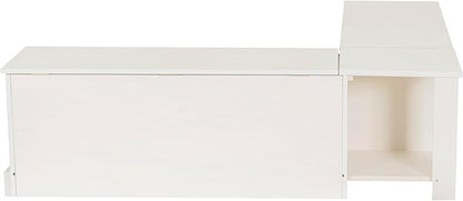 Linon Tobin White Dining Nook with Hidden Storage Includes Beige Cushion Set and Pillows