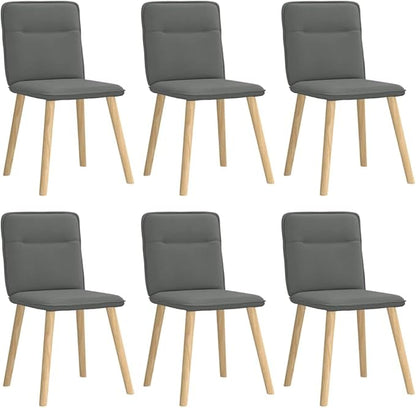 6-Piece Dark Gray Fabric Dining Chairs Set with Metal Frame, Thick Foam Seat and Backrest, Modern Farmhouse Kitchen & Living Room Furniture