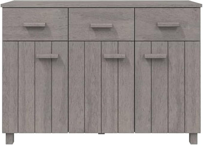 Light Grey Solid Pine Wood Sideboard, 3-Door Buffet Cabinet with Drawers, 44.5" Living Room Storage Furniture, Rectangular Entryway Coffee Station Kitchen Furniture
