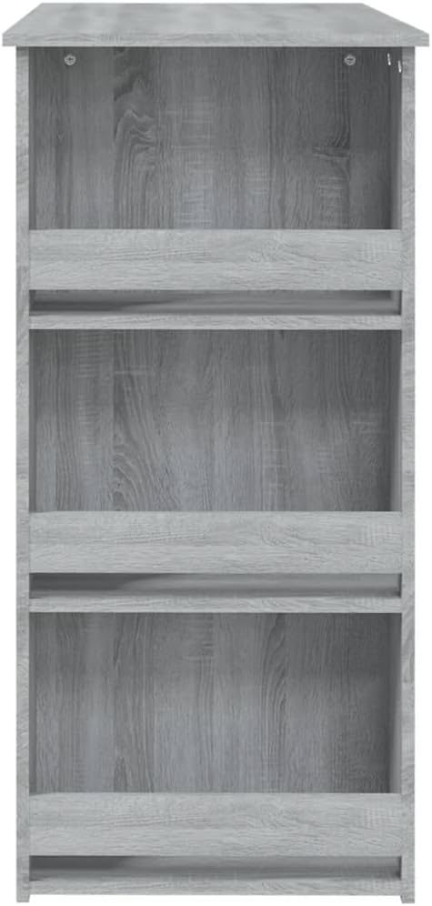 Gray Sonoma Engineered Wood Bar Table Rectangular 40.2" Long 19.7" Wide 40.7" High with Storage Shelves for Kitchen Living Room Counter Height Accommodates 4 People Modern Design