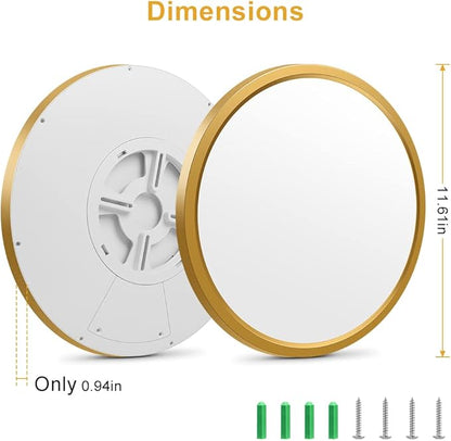 12Inch Flush Mount Ceiling Light Fixture LED, 24W(240W Equivalent), 3200LM, 5000K Daylight White, IP40, Flat Modern Round Ceiling Lights for Bedrooms, Living Rooms, Bathrooms, Stairwells, etc.(Gold)