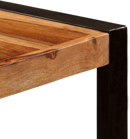 Solid Acacia Wood Dining Table 62.9"x39.4" Rectangular for 8 Seats Rustic Industrial Kitchen & Dining Room Table with Powder-Coated Iron Legs Indoor Use Easy Assembly
