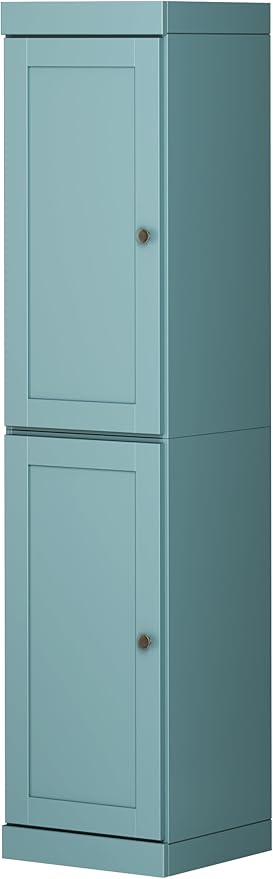 Palace Imports Solid Wood Kitchen Pantry - Narrow Storage Cabinet - Shaker Doors, Adjustable Shelves, Aqua, 16.5" Wide x 71.5" Tall, 100% Eco-Friendly Wood, Modular Pantry Cabinet Systems