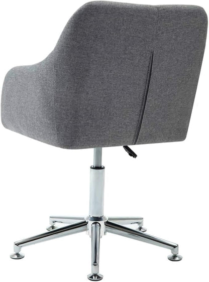 Modern Swivel Dining Chair Light Gray Fabric Upholstered Accent Chair with Adjustable Height 360 Rotation for Kitchen Living Room Bedroom Office