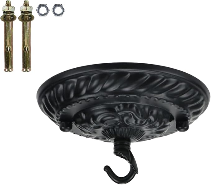 5 Inches Retro Style Steel Light Canopy Kit,Ceiling Light Fixture Canopy for Pendant Light,Matte Black