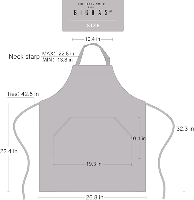 BIGHAS Adjustable Bib Apron with Long Ties for Women Men 18 Colors Chef Kitchen Cooking