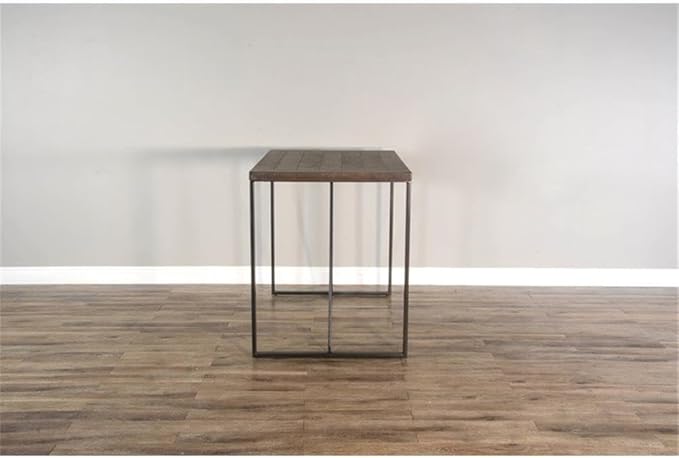 Pemberly Row Modern Counter Height Dining Table, 36''Hx47''Wx30''D, Mahogany Wood Top, Powder-Coated Metal Frame, Tobacco Leaf Finish, Industrial Style, Sturdy Sled Legs, Seats 4 for Kitchen or