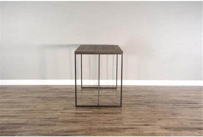 Pemberly Row Modern Counter Height Dining Table, 36''Hx47''Wx30''D, Mahogany Wood Top, Powder-Coated Metal Frame, Tobacco Leaf Finish, Industrial Style, Sturdy Sled Legs, Seats 4 for Kitchen or
