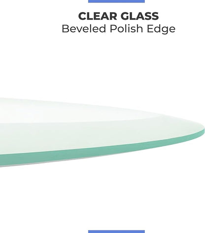 44" Inch Round Glass Table Top 1/2" Thick Tempered Beveled Edge by Fab Glass and Mirror