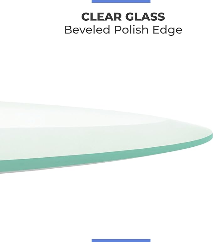 23" Inch Round Glass Table Top 1/2" Thick Tempered Beveled Edge by Fab Glass and Mirror