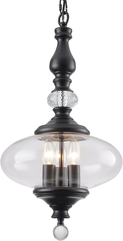 Black Pendant Light Farmhouse Pendant Lights Kitchen Island Glass Pendant Light Fixtures W 11.8 in. H 23.6 in.