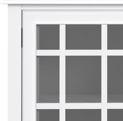 SIMPLIHOME Connaught Storage Cabinet - 60 inch Wide Solid Wood Buffet in White, Traditional Sideboard for Dining Room, Entryway, or Living Room with Glass Doors, Adjustable Shelves, and Notched Legs