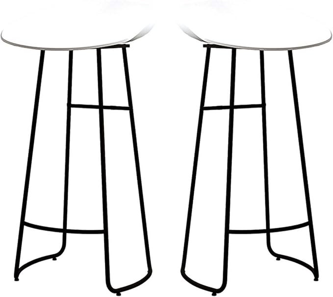 Minimalist Plastic PP Stools Backless with Metal Legs, Kitchen Island Dining Chairs with Comfortable Footrest, Counter Height Stools for Counter,White-75cm