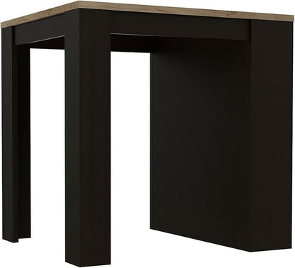 Kitchen Island Table, Two Legs, Three Side Shelves, Black/Pine