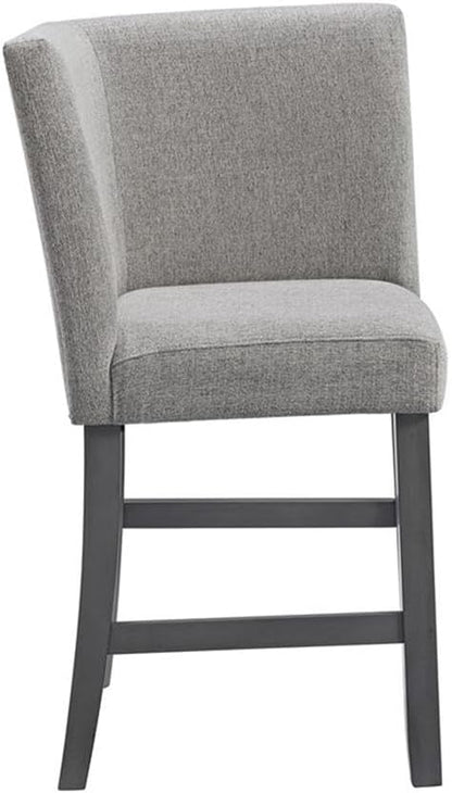 Pemberly Row Counter Corner Bench, 22" W x 22" D x 40" H, Upholstered Back in Gray, Foam-Filled Seat, Nailhead Trim, Rubberwood Frame, Versatile Seating for Kitchen or Dining Room