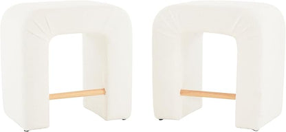 24'' Boucle Stool Set of 2,Dining Chairs for Home Kitchen Island,White