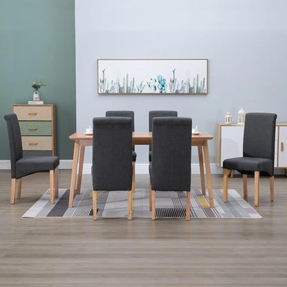Dining Chair Set of 6 Gray Fabric Ergonomic Design with Wood Frame for Dining Room Kitchen and Living Room