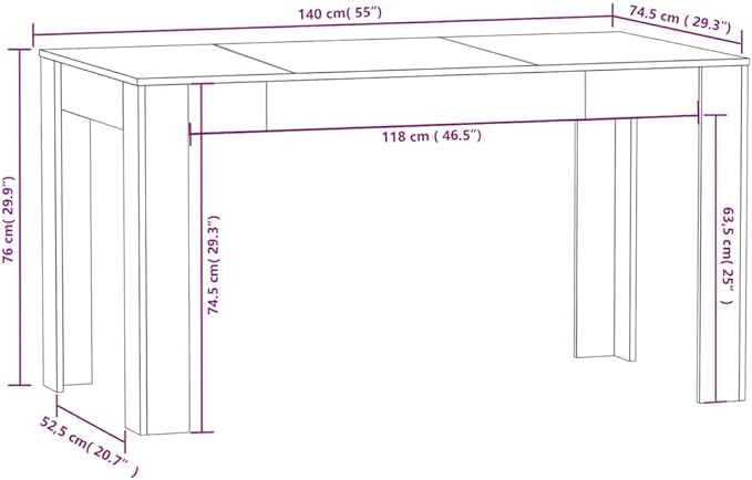 Concrete Grey Dining Table, Engineered Wood, 55.1 in Long, Durable Modern Kitchen & Dining Room Table for Family Meals