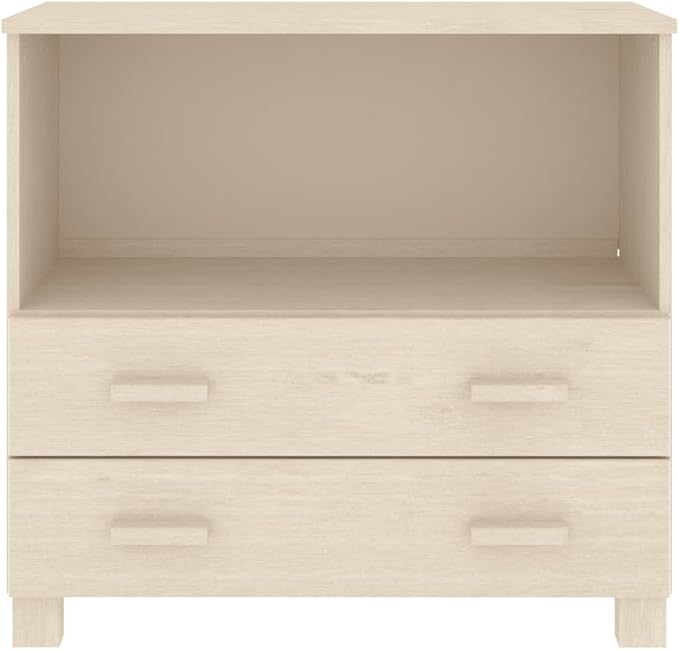 Honey Brown Solid Pine Wood Sideboard Buffet Cabinet with 3 Drawers & Open Shelf, 33.5L x 13.8W x 31.5H, Small Storage Unit for Dining Room, Kitchen, Entryway