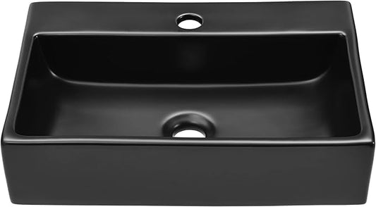 Claire 20 Rectangle Ceramic Vessel Sink, Matte Black