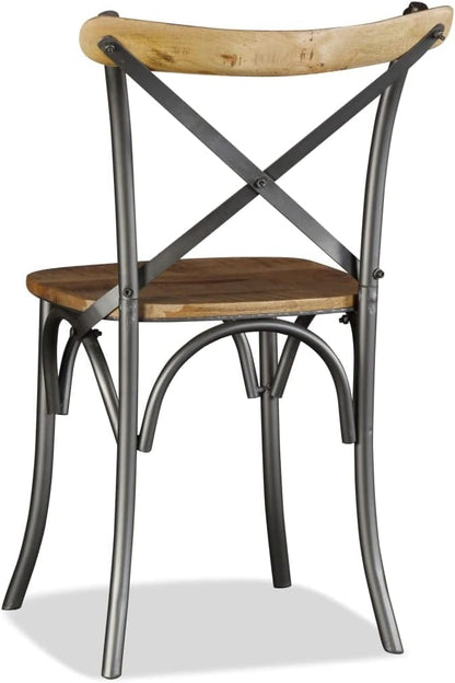 Dining Chair Set of 2 Modern Farmhouse Solid Mango Wood Seat Industrial Metal Frame 20.5 x 20.1 x 33.1 in Comfortable Accent Seat for Dining Room Kitchen Living Room