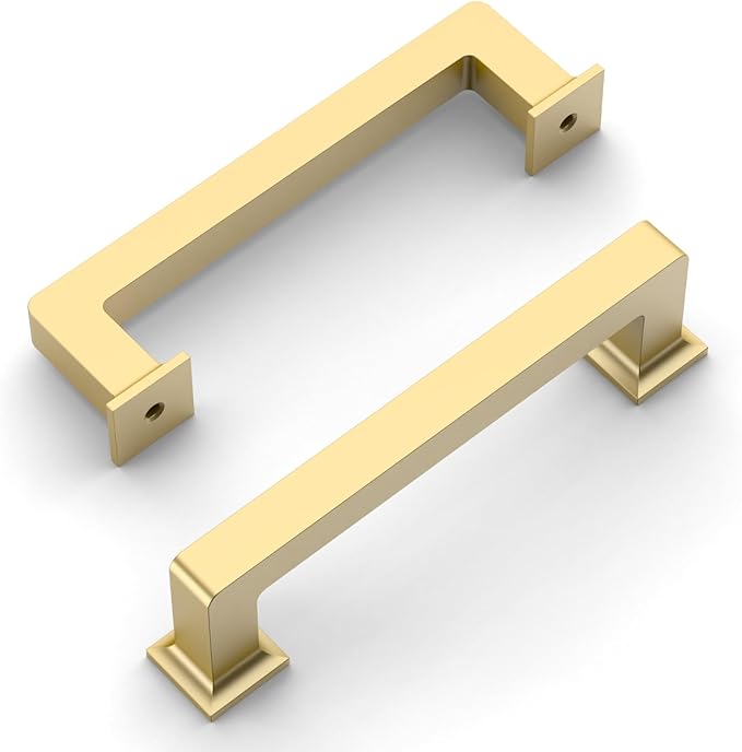Amerdeco 10 Pack Brushed Gold Cabinet Pulls 3.75 Inch(96MM) Hole Centers Kitchen Cabinet Handles Cabinet Hardware Kitchen Handles for Cabinets Cupboard Handles Drawer Pulls ZH0019