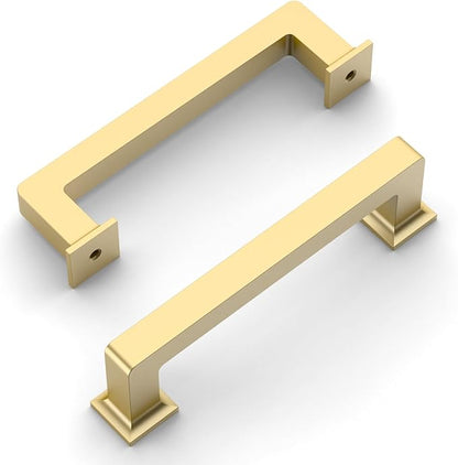 Amerdeco 10 Pack Brushed Gold Cabinet Pulls 3.75 Inch(96MM) Hole Centers Kitchen Cabinet Handles Cabinet Hardware Kitchen Handles for Cabinets Cupboard Handles Drawer Pulls ZH0019