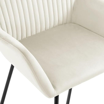 Modern Cream Velvet Dining Chairs Set of 2 with Steel Legs – Comfortable Kitchen and Living Room Furniture for Home Decor, Farmhouse Style Accent Chairs