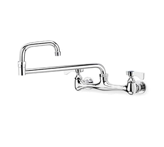 Krowne 12-824L Commercial Silver Series, 8" Center Wall Mount Faucet, 24" Jointed Spout, Low Lead, 1/4 Turn Ceramic Valves, 1/2" NPT Female Inlets