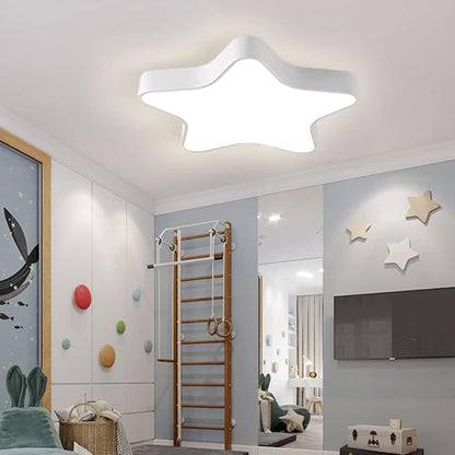 LED Ceiling Light Fixture, 20 Inch Modern Pentagram Recessed Ceiling Lights,3000K-6000K Dimmable Light, White 36W Close to The Ceiling Lighting Flush Mount Living Room Ceiling Lamp